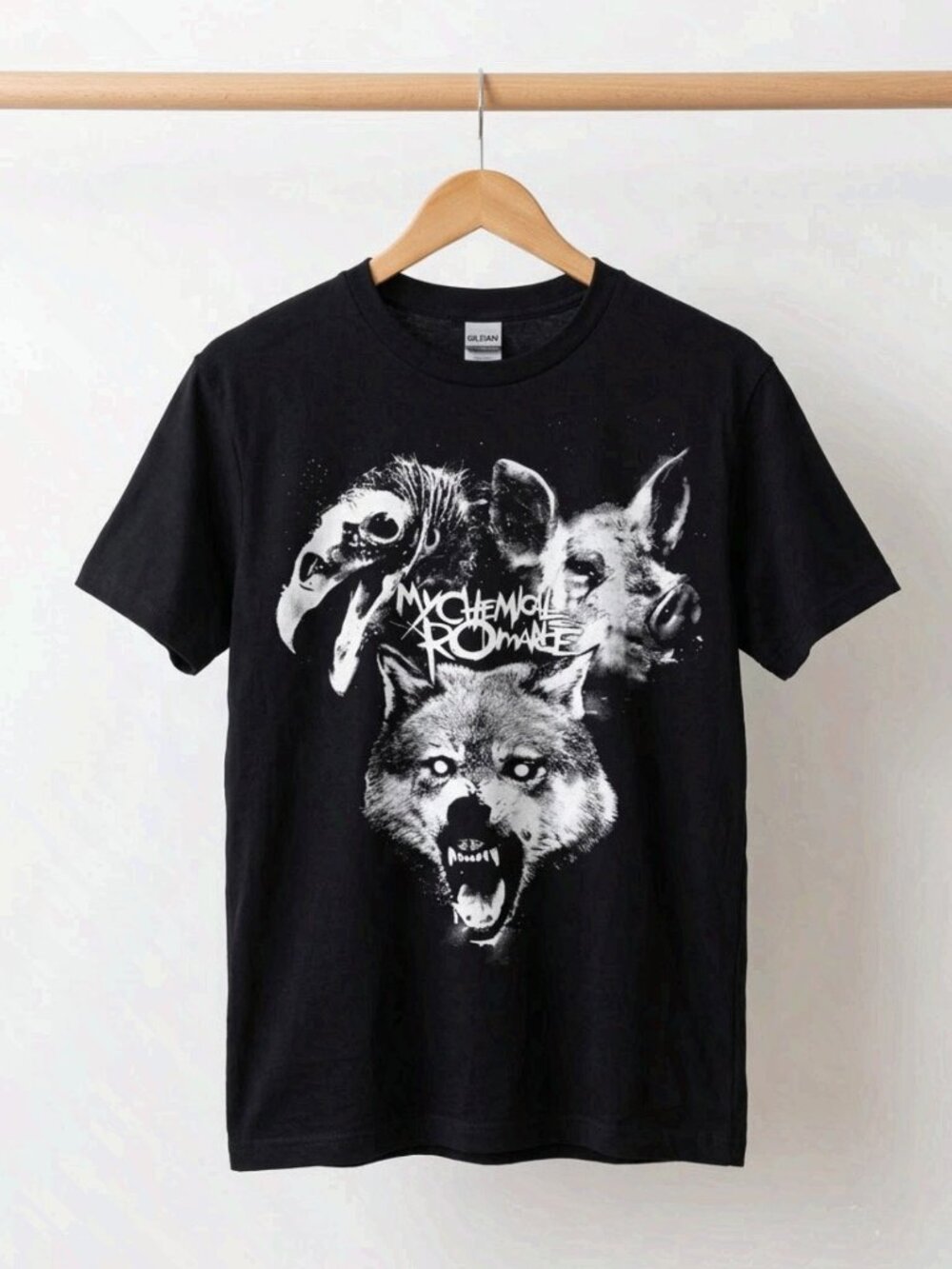 Vintage My Chemical Romance Rock Band Black Short Sleeve T-shirt Reprint